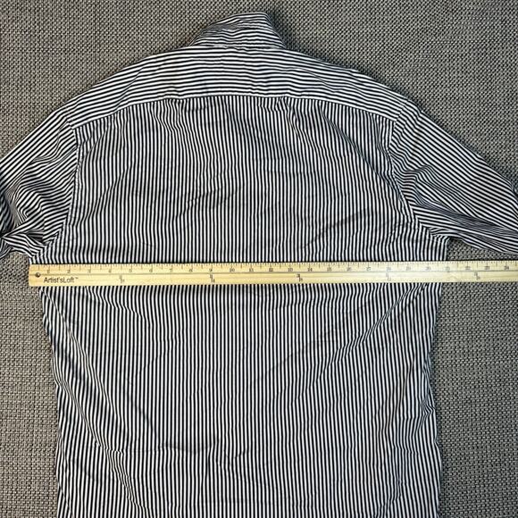 Michael Kors Shirt Mens Med Black Strips Slim Fit Long Sleeve Button Up - Picture 5 of 5